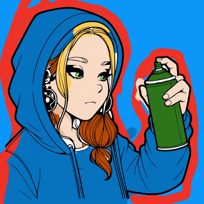 a realistic girl, spray painting