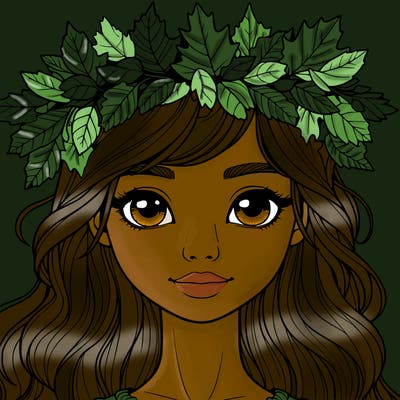 realistic girl with fall leaf crown