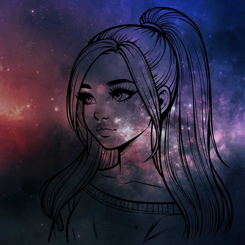 realistic girl with a high ponytail