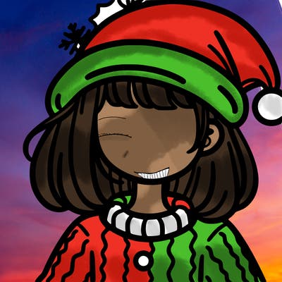 girl with a xmas hat and no face