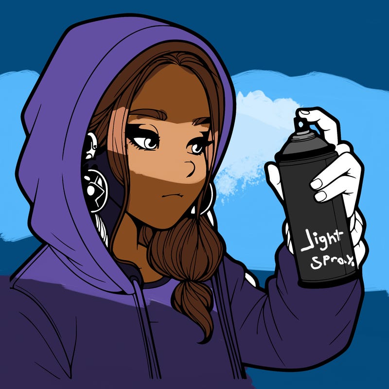 a realistic girl, spray painting