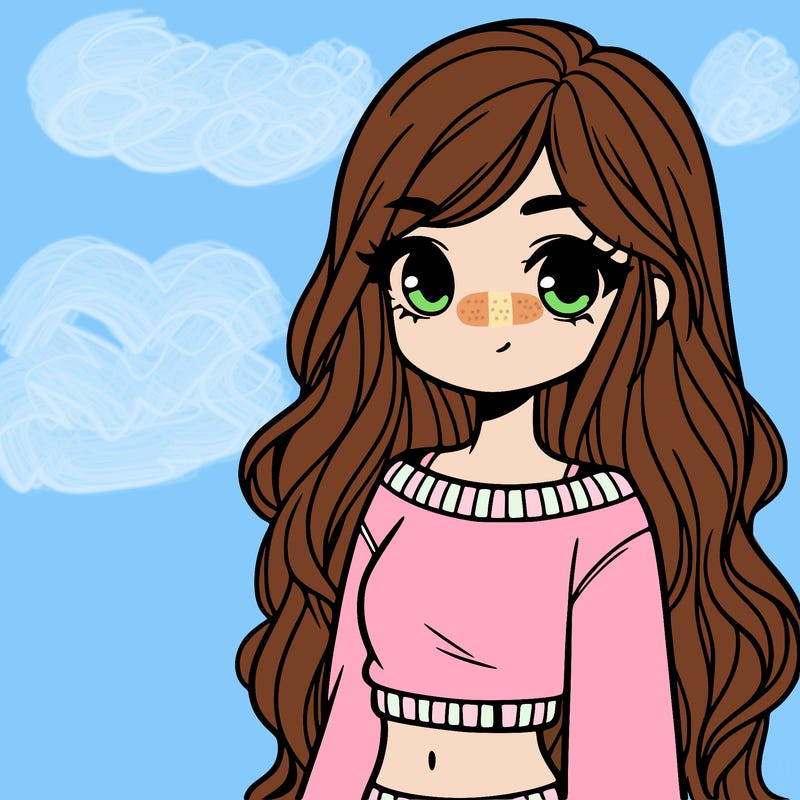 girl with long hair and a crop top with a sweater