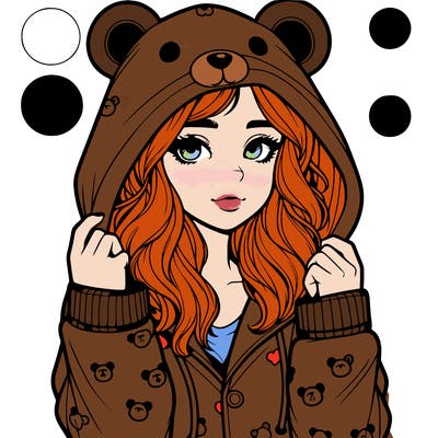 realistic girl in a animal pjs hoodie