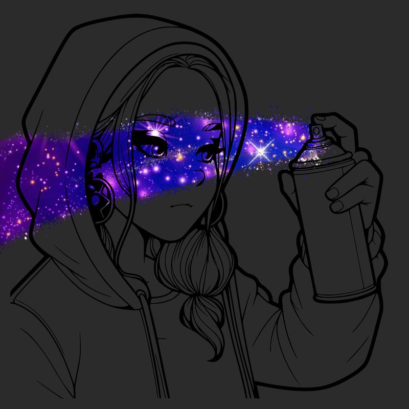 a realistic girl, spray painting