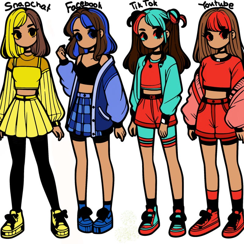 one girl with crop-top shirt and a jacket with a skirt, long socks and another girl with a shirt and pants with a jacket