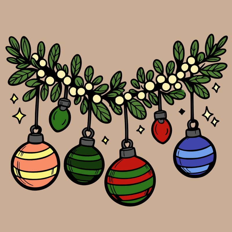 christmas garland with big bulbs