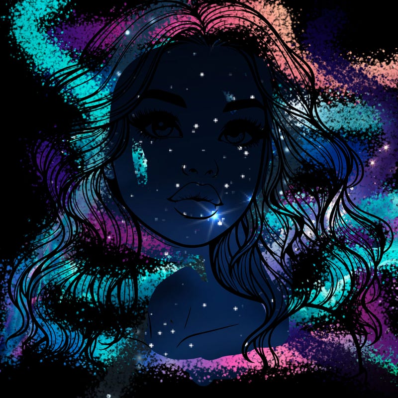 realistic girl with wavy hair and lips