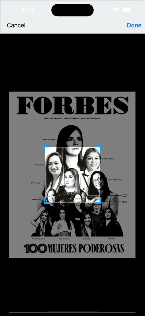 Forbes 중앙아메리카 잡지 표지, 100명의 영향력 있는 여성 에디션