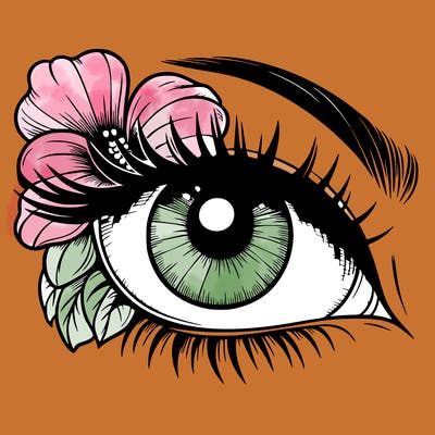 realistic eye with flower