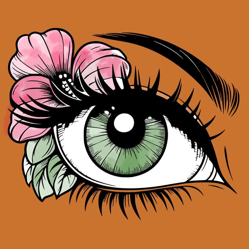 realistic eye with flower