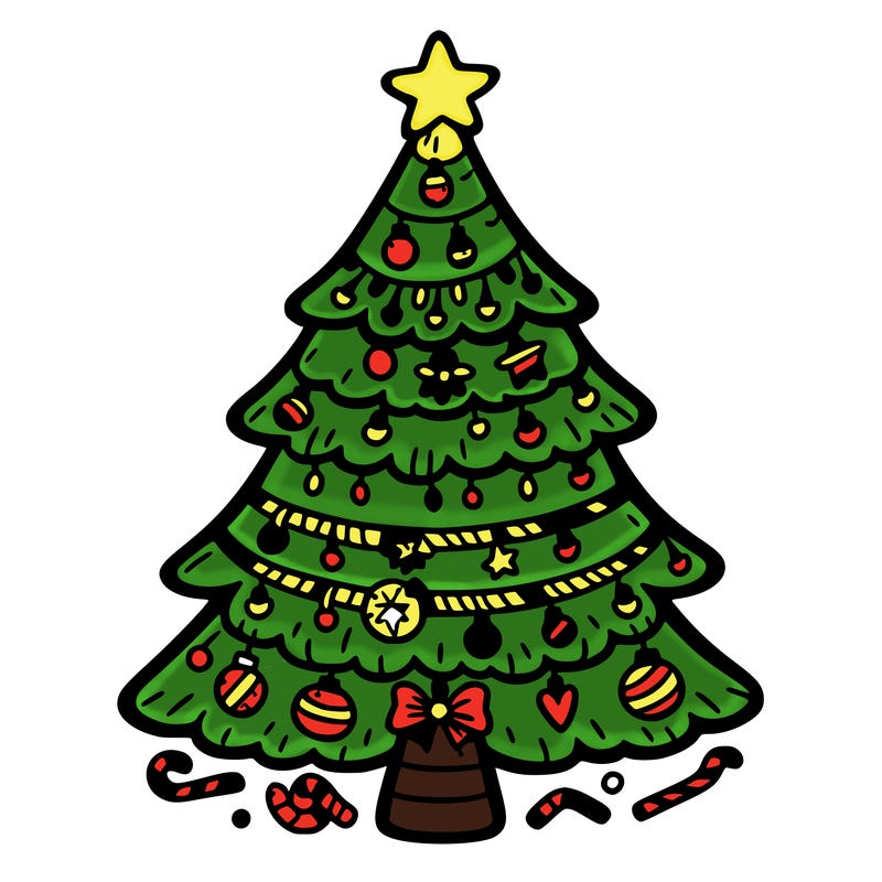 christmas tree with lots of details