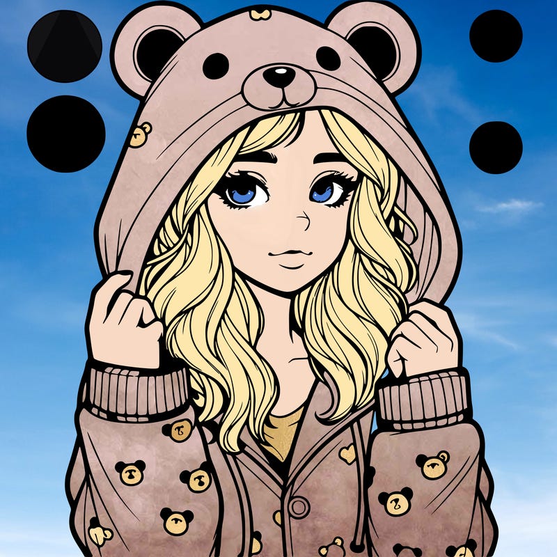 realistic girl in a animal pjs hoodie