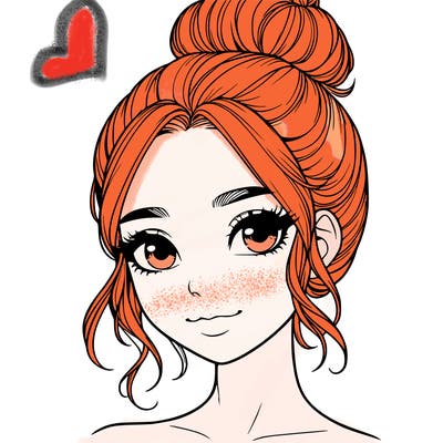 realistic pretty girl with hair in bun