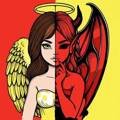 realistic angel half demon