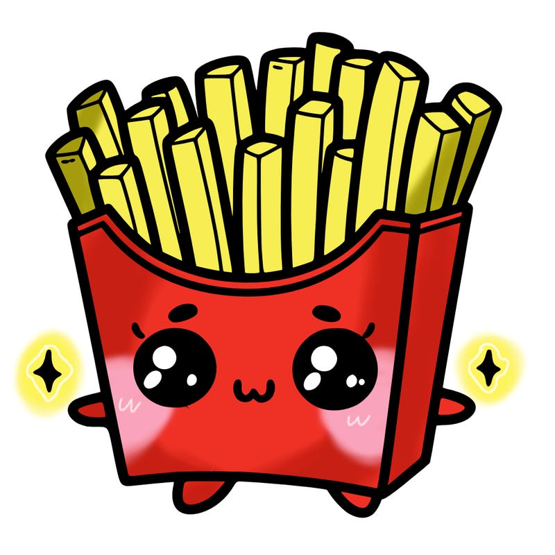 a cute. french fries