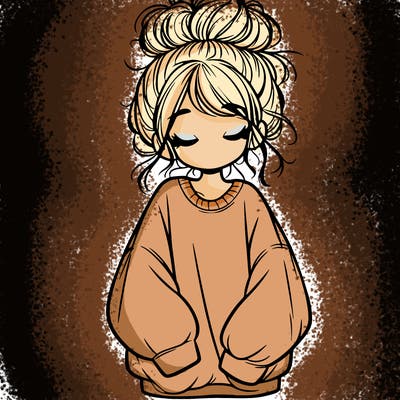 girl with baggy sweatshirt and messy bun