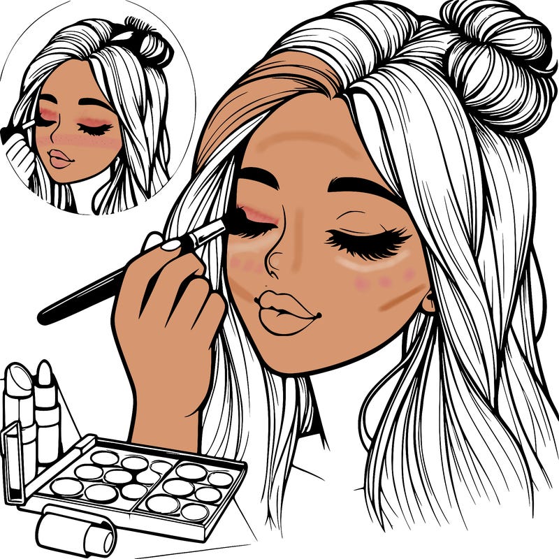 realistic girl doing makeup