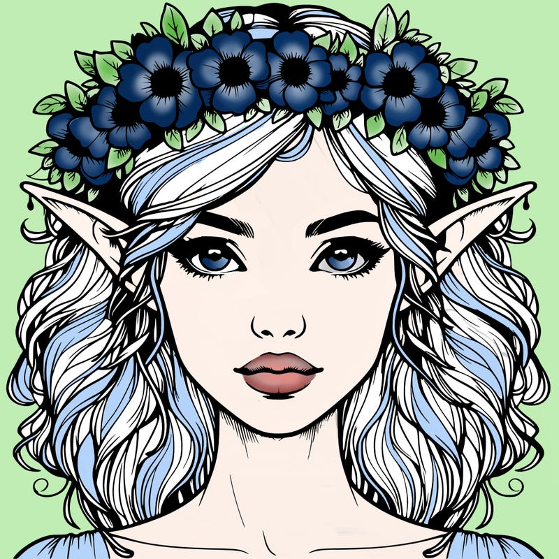 realistic female elf with flower crown