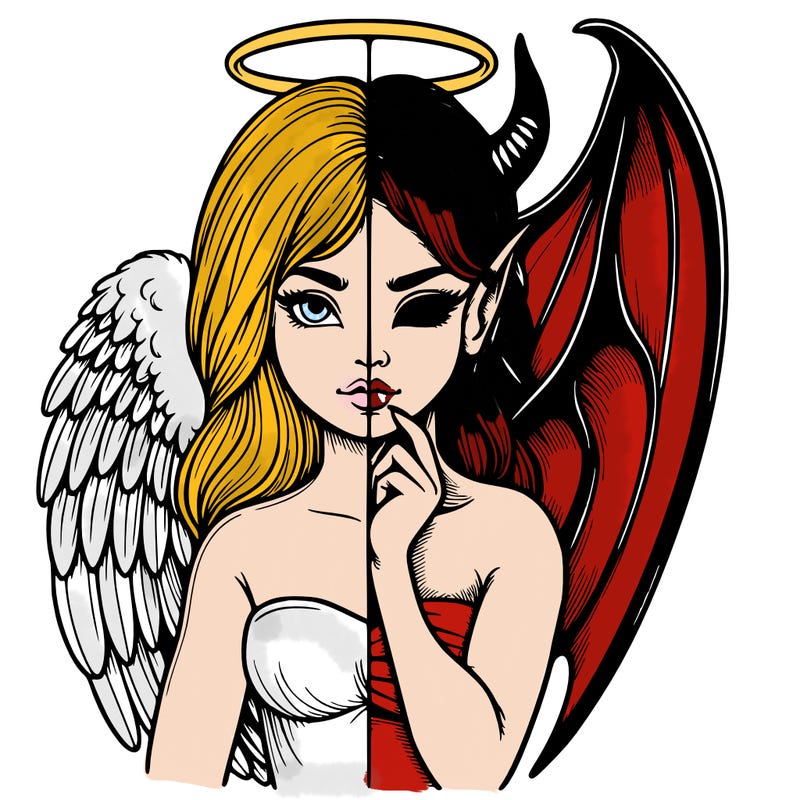 realistic angel half demon