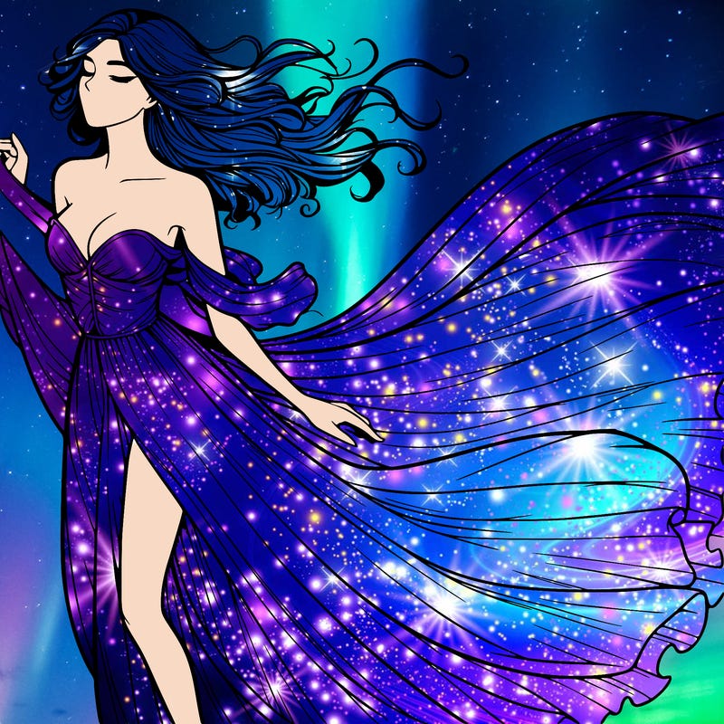 realistic woman in dress flowing the the wind