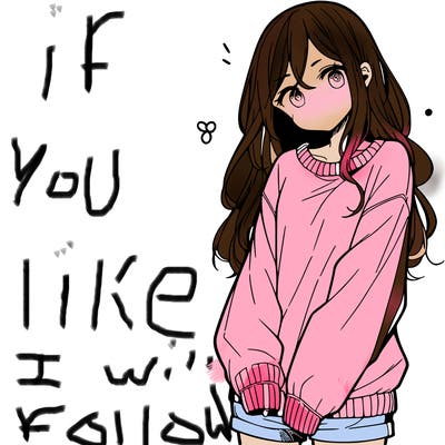 manga teen girl  in a sweater and baggy pants