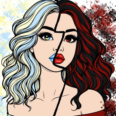 realistic girl with wavy hair and lips