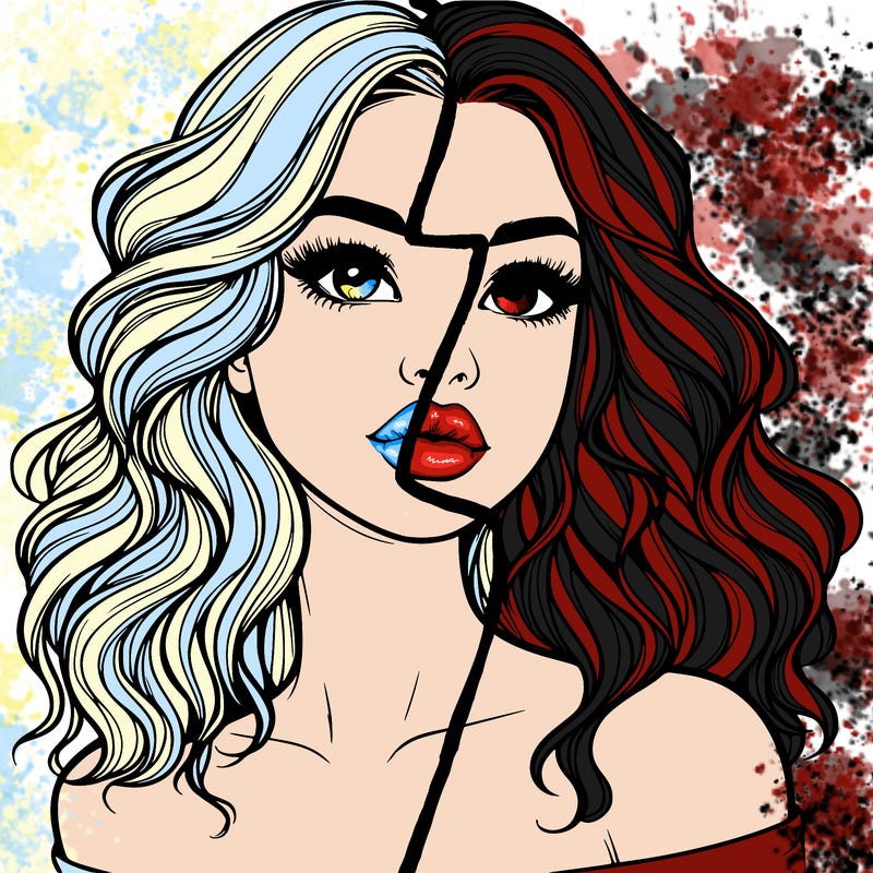 realistic girl with wavy hair and lips