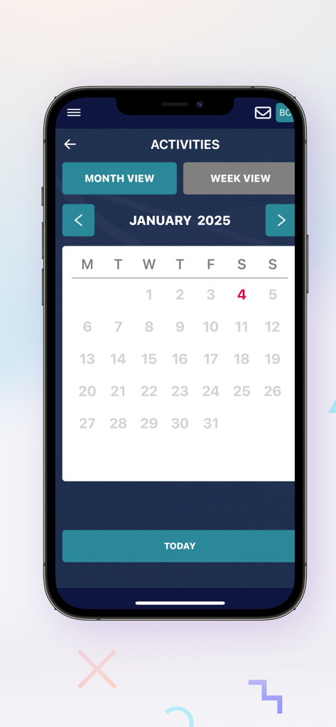 Monthly activities calendar view in the Better Coaching App