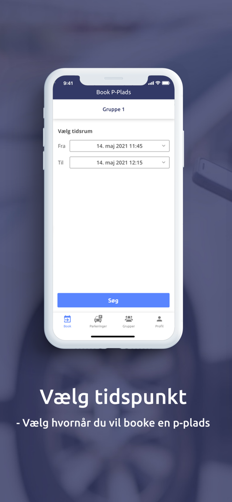 Visitors - Interfaz de la aplicación Visitantes para seleccionar una fecha y hora para reservar un lugar de estacionamiento.