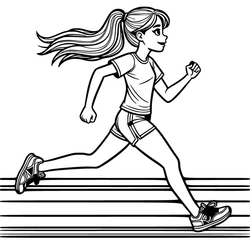 realistic girl running on a track