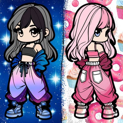 girl in crop top and baggy pants