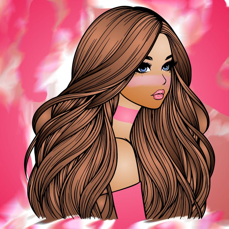 realistic girl with long realistic hair