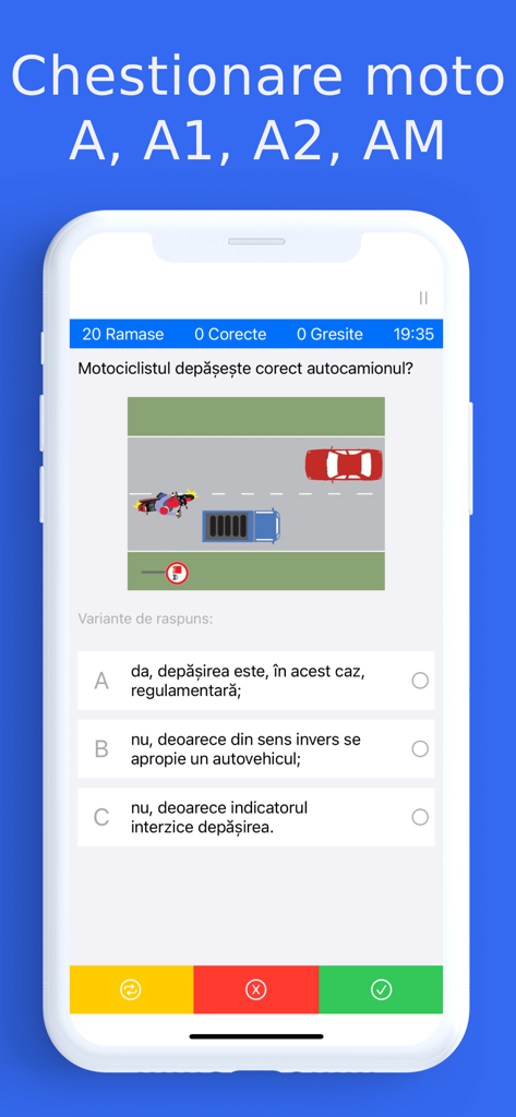 Chestionare auto A, A1, A2, AM - Romanian motorcycle driving license theory test question on a mobile device