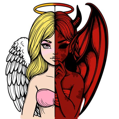 realistic angel half demon