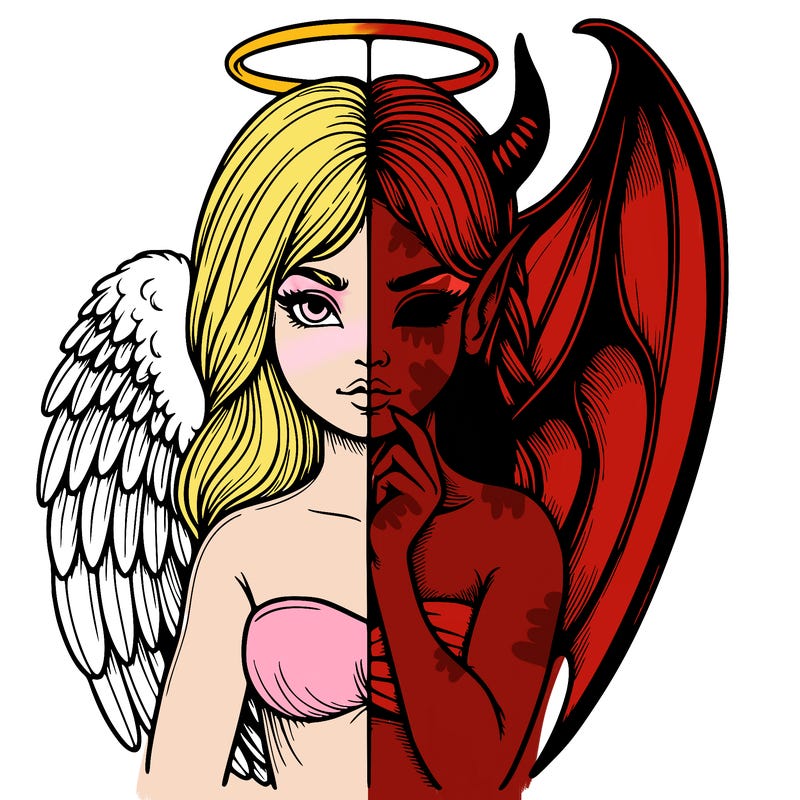 realistic angel half demon