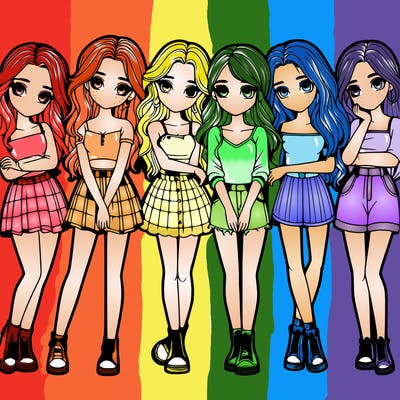 a group of girls realistic