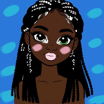 a realistic black girl with braids