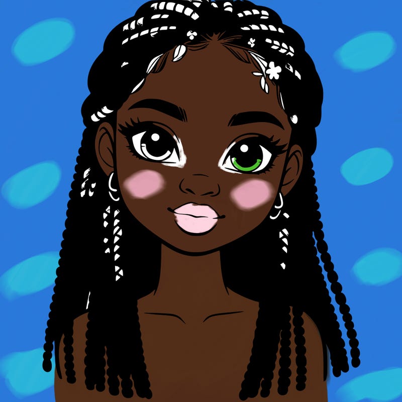a realistic black girl with braids