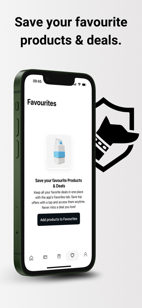 Kimbino − Weekly ads and Deals - Kimbino app screen showing the Favourites feature to save products and deals.