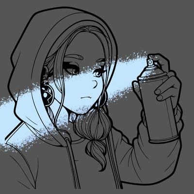 a realistic girl, spray painting