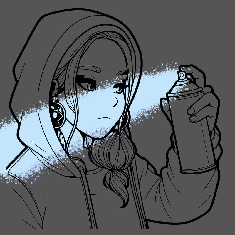 a realistic girl, spray painting