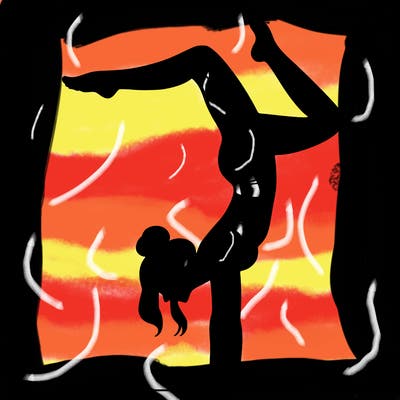 a woman doing a handstand