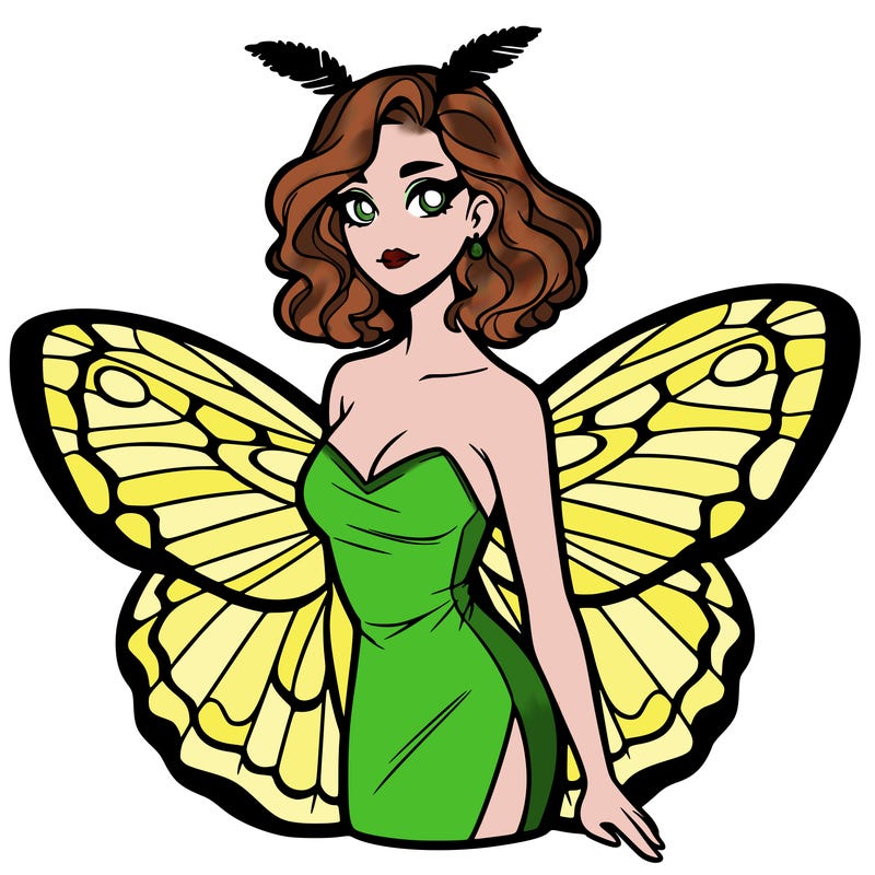 woman with moth wings