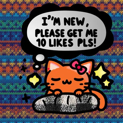 kitty taking a nap dream talking and saying "i'm new, please get me at least 10 likes pls!!"