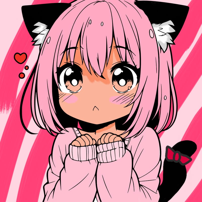 shy anime catgirl