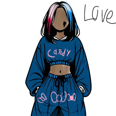 realistic girl faceless with baggy pants and a crop top