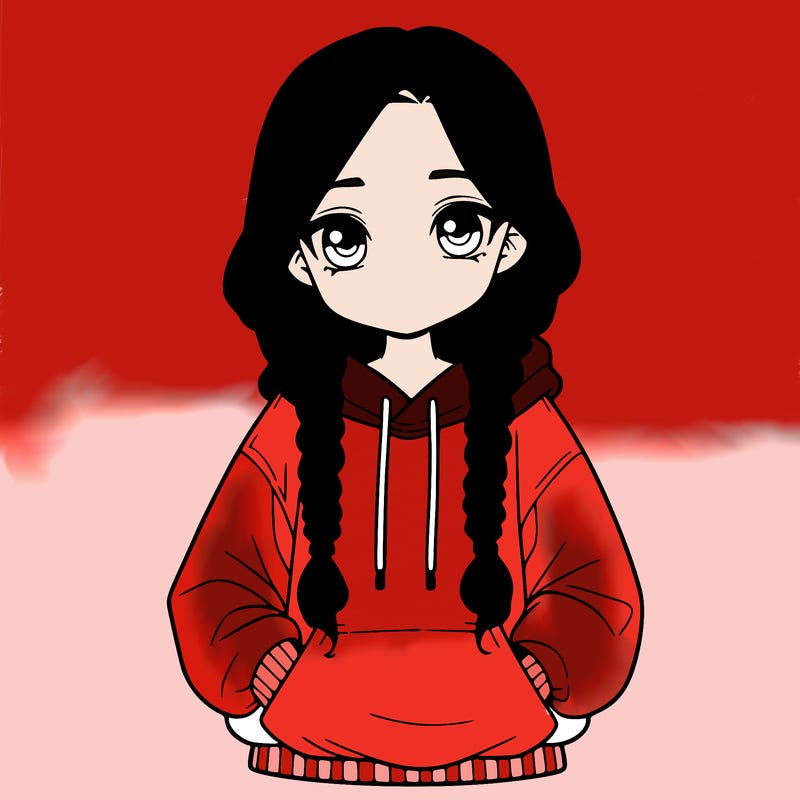 a realistic girl with a oversized hoodie and she has braids