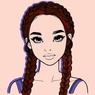 realistic girl with braids