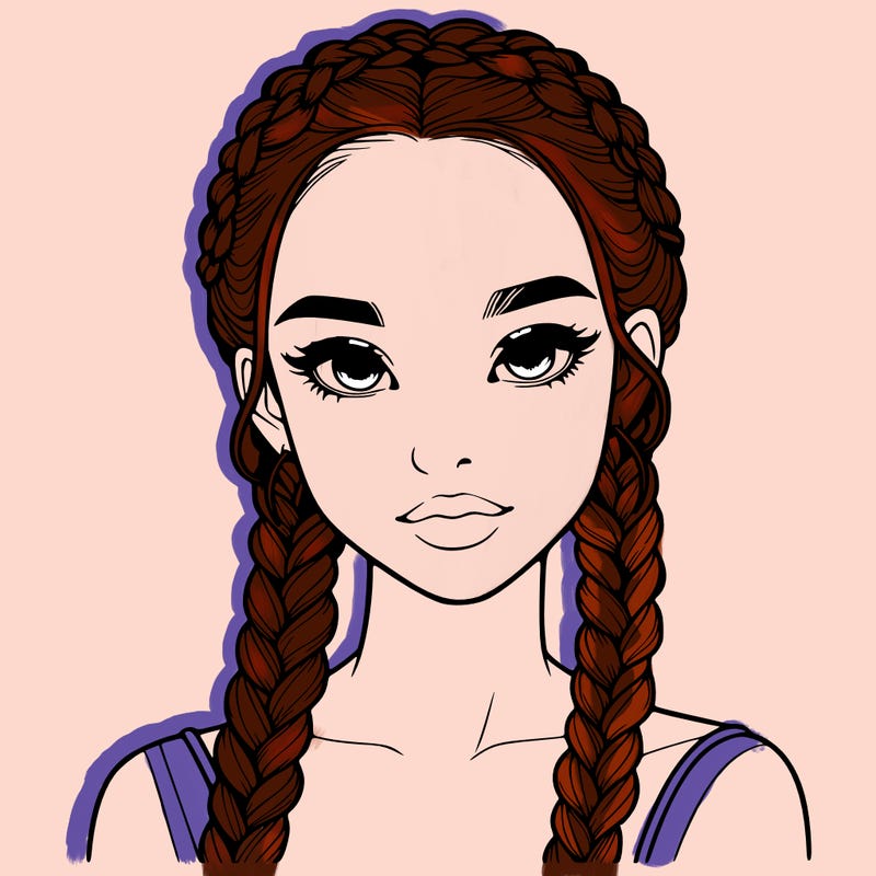 realistic girl with braids