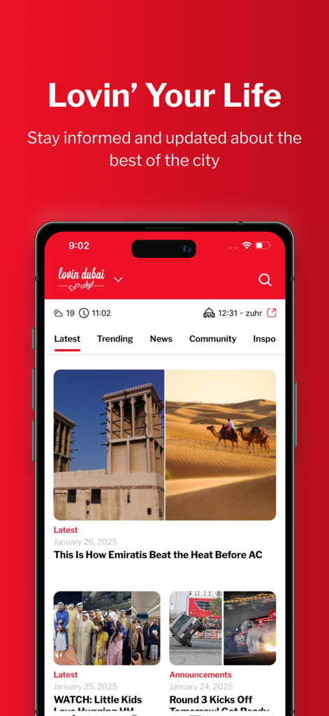 Lovin. - Lovin app interface featuring local news and lifestyle stories about the city